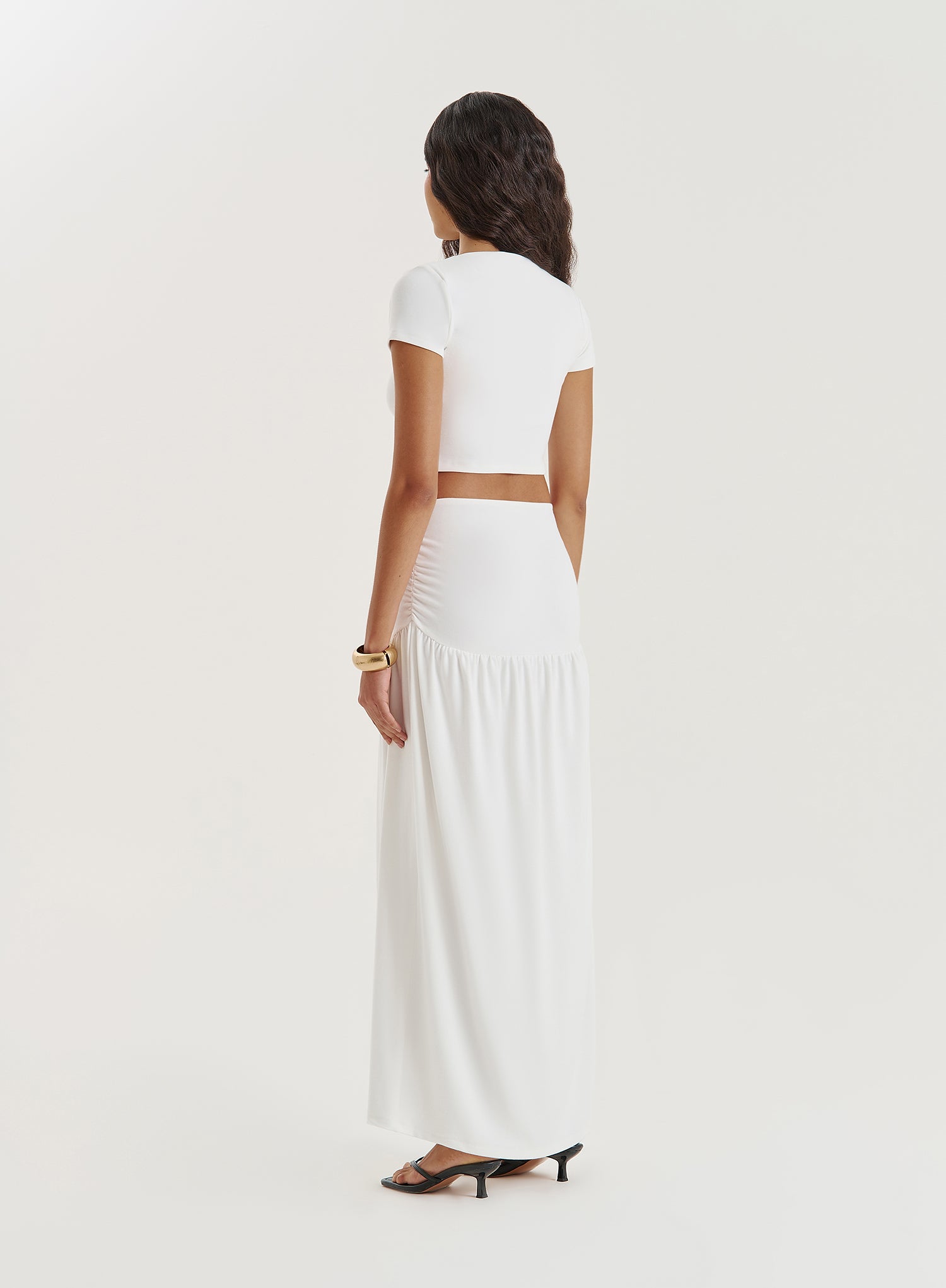 White Drop Waist Maxi Skirt